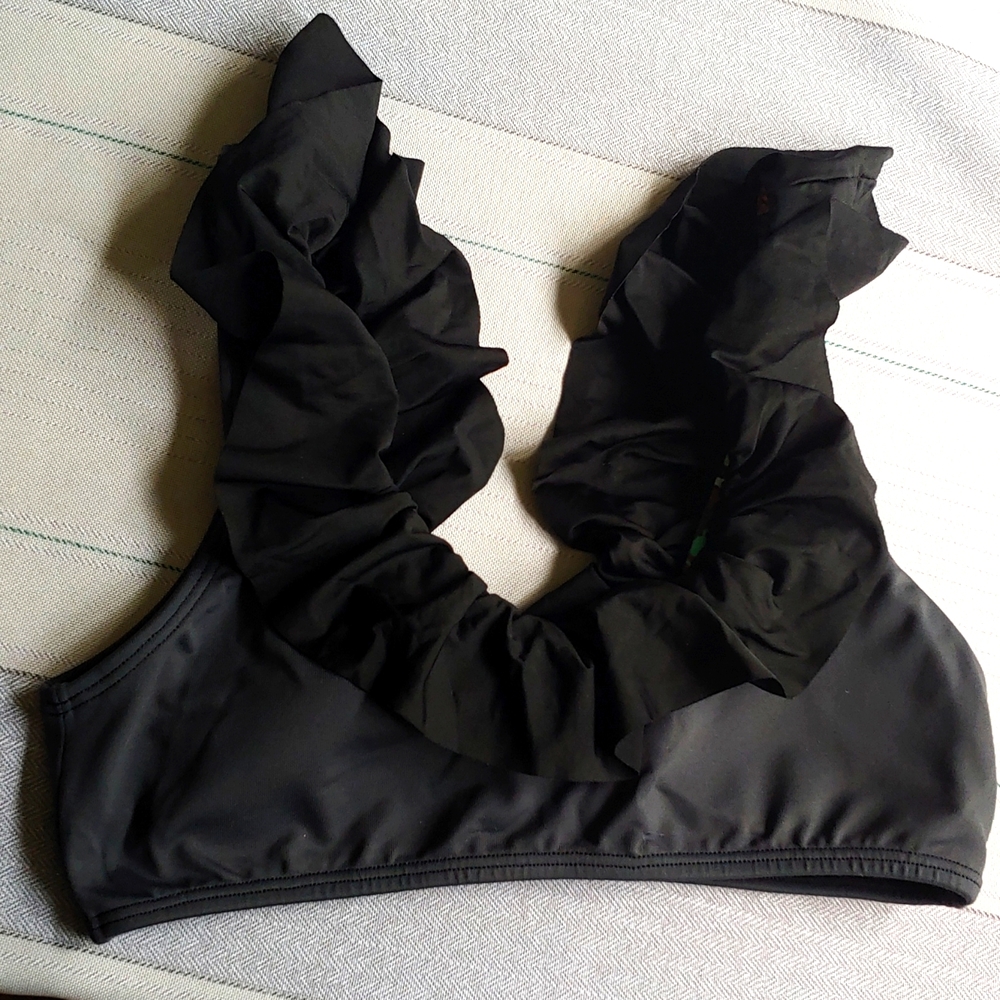 Anthropologie swim top, size M, slate and black